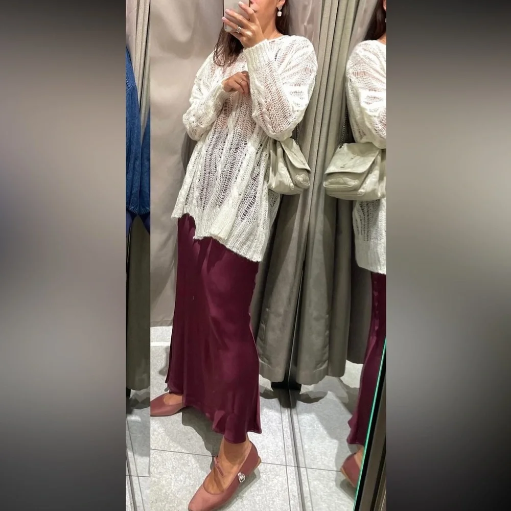 ZARA SATIN EFFECT LONG/ MAXI SKIRT - Picture 11 of 15